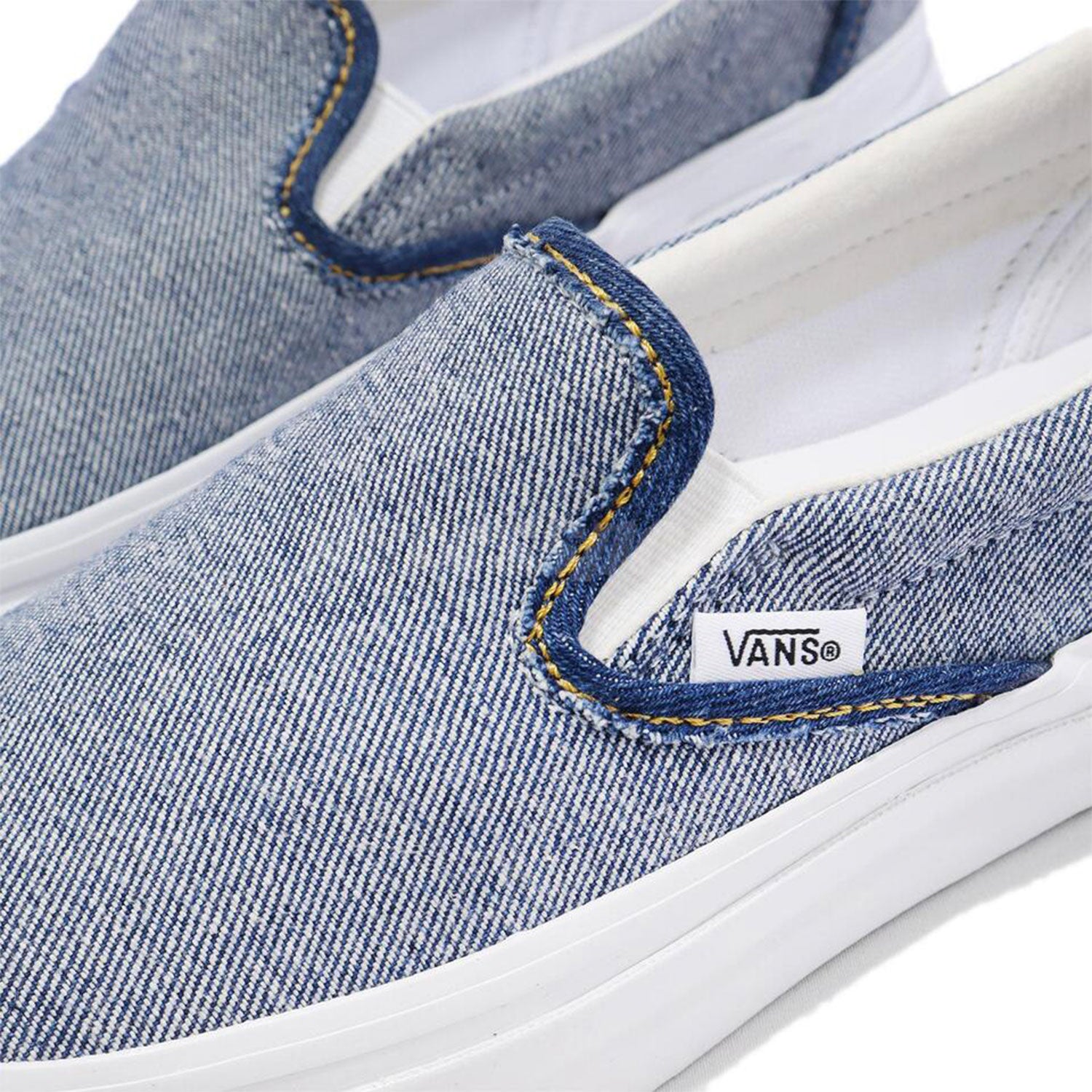 Denim vans slip on sale on